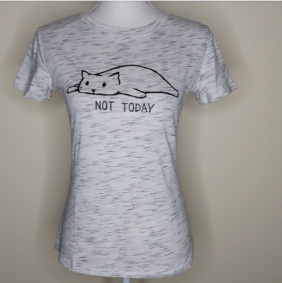 Clearance! Not today lazy cat black white t shirt - Picture 3 of 3